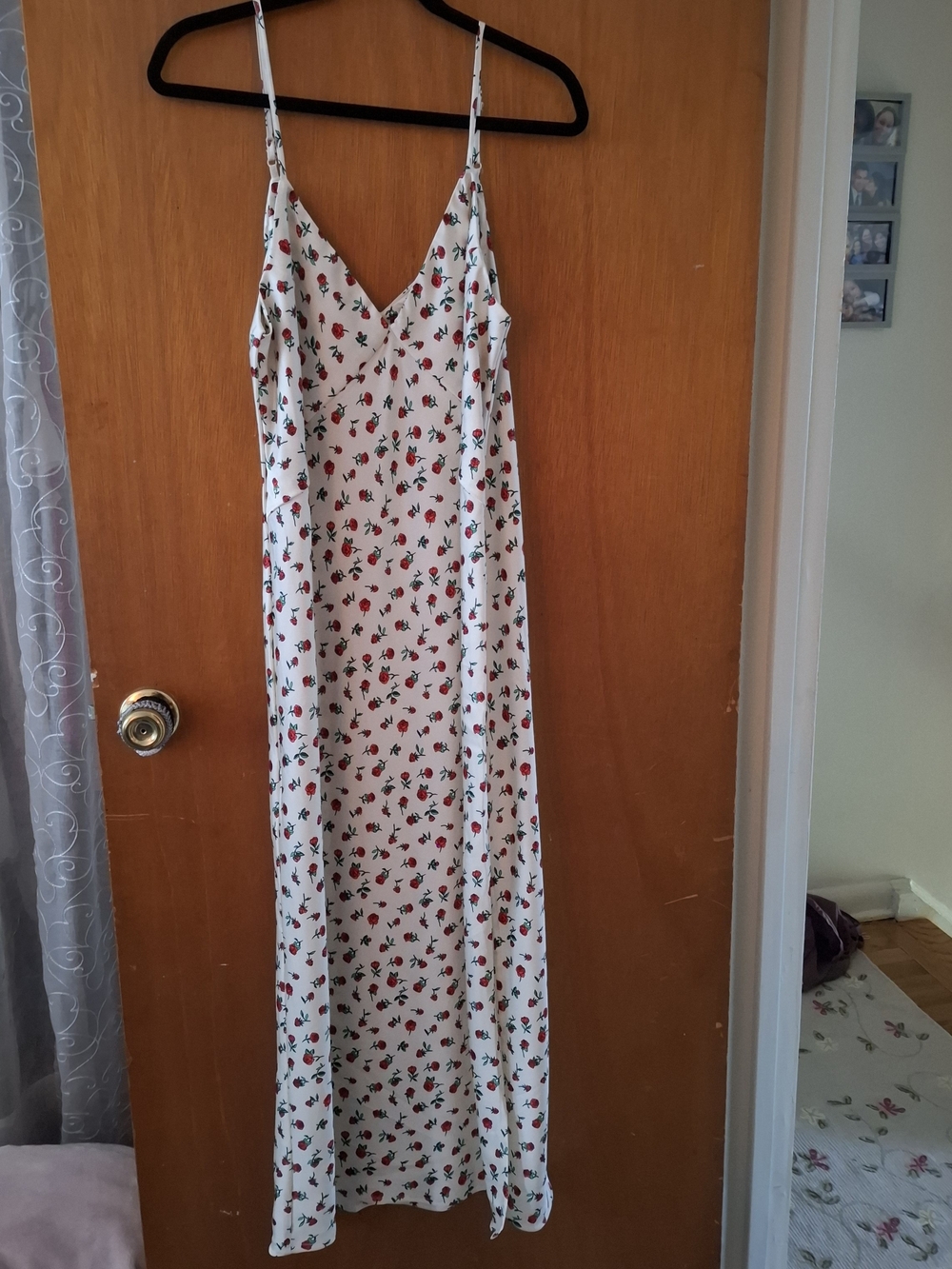 a new day White Maxi Slip Dress with Red Floral Print